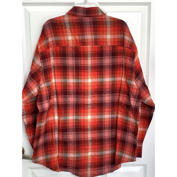 NWT Women's Old Navy Multi Red Plaid Flannel Loose Boyfriend Tunic Shirt XL - Picture 5 of 7